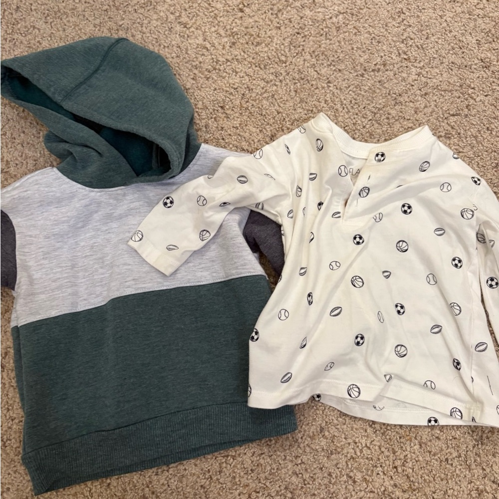 Set Of 2 Baby Boys 12 Months Hoodie Sweatshirt Sports Long Sleeve Tee Cadoozle